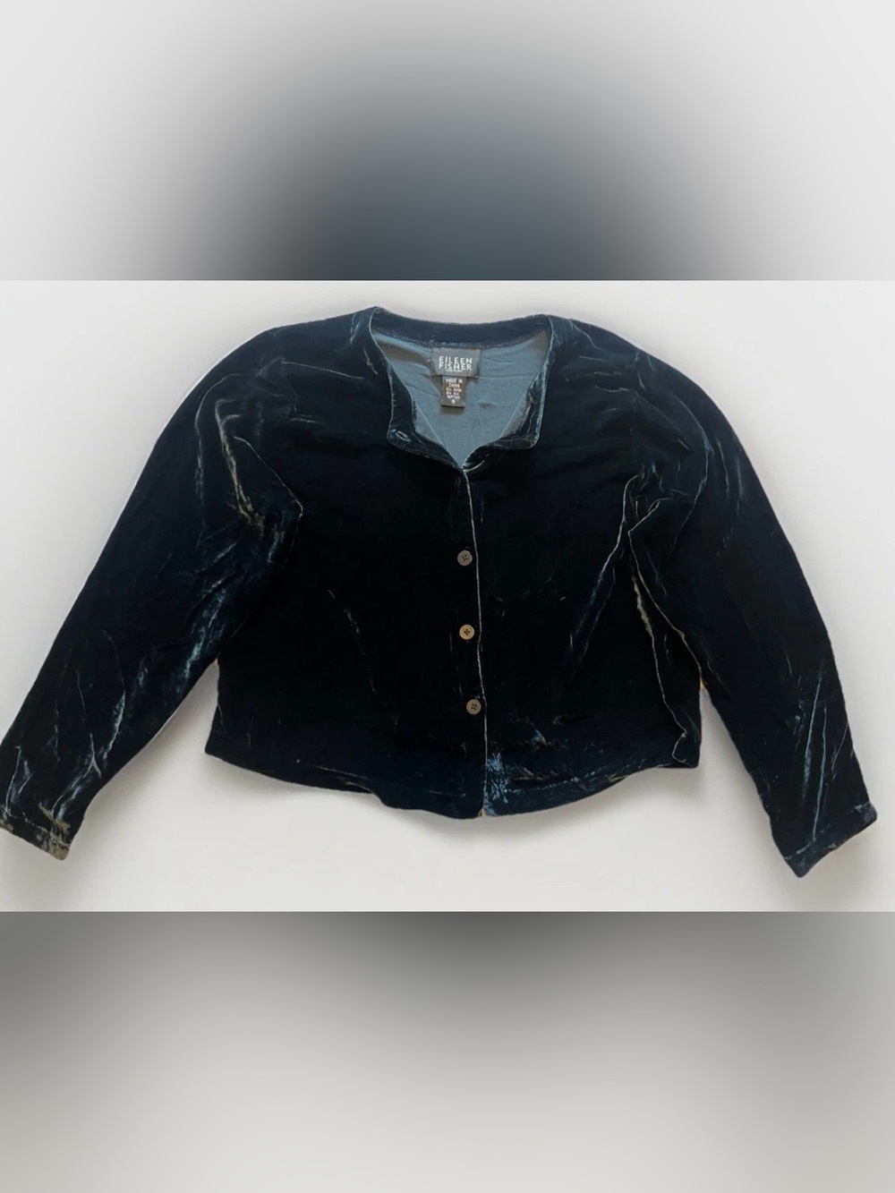 Eileen Fisher Velvet Quiet Luxury Silk Blend Button Down Cardigan